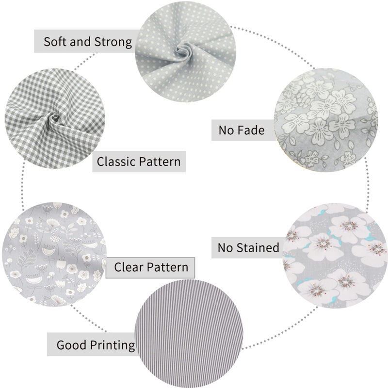 Hanjunzhao Grey Fabric Fat Quarters Bundles, Quilting Sewing Precuts Cotton Fabric, 18 x 22 inches - Image 2